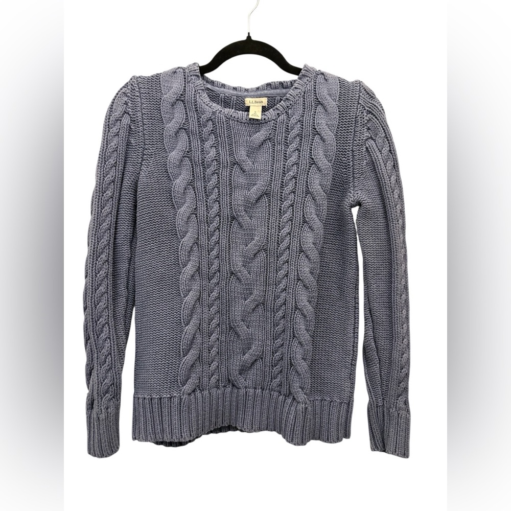 L.L. Bean Women's Vintage Cable Knit Sweater - Blue Fisherman - Size Small Pet
